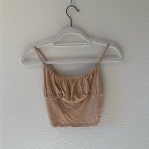 Pacsun 'PacCares' Brown Ribbed Baby Tee.